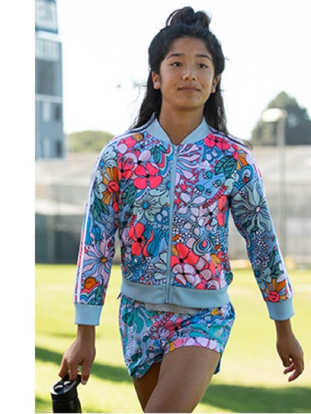 Adidas Girls Fun Floral Print Tricot Track Jacket S 7/8 Multicolor